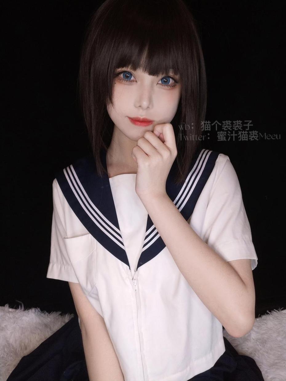 蜜汁猫裘微博早期图包照片，日系少女cosplay套，清新自然美